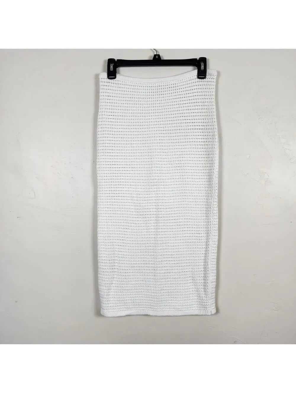 House of Harlow 1960 White Knit Stretch Midi Skirt Size Medium Pencil Style Boho